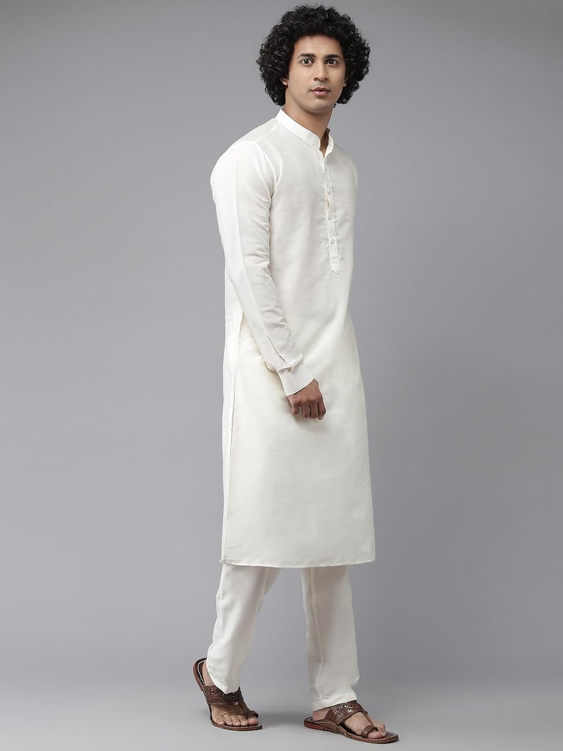 See Designs Men Off White Kurta Pajama & Pink Woven Design Jacquard Nehru jacket - SD2NJ_23901S - Image 2