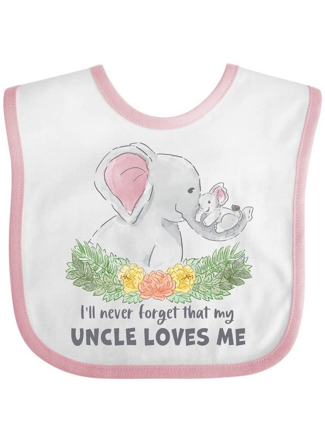 inktastic I'll Never Forget That My Uncle Loves Me Cute Elephants Baby Bib White and Pink 3b0eb - Image 1