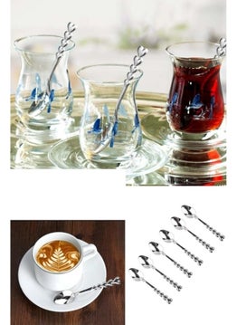 Doğuş Mutfak Set of 6 Heart Shaped Teaspoon Stainless Steel Spoons 