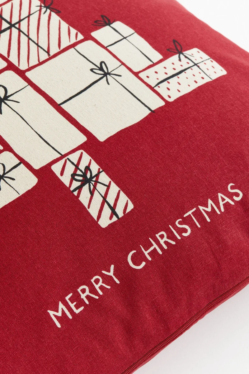 اتش اند ام غطاء وسادة مطبوع من القطن