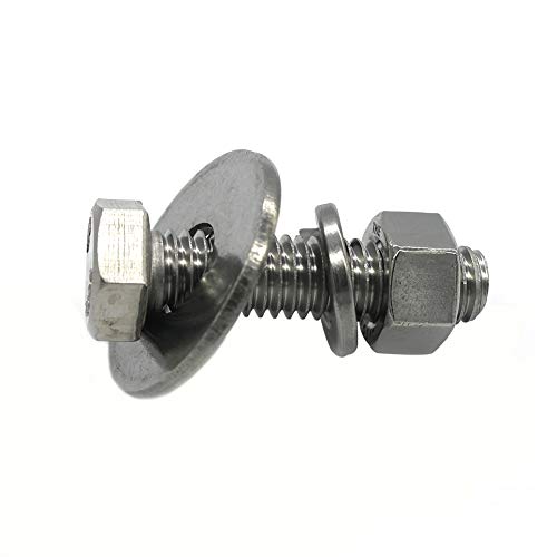Fullerkreg (8 Sets) 3/8-16x1-1/4 Stainless Steel Hex Head Screws Bolts, Nuts, Flat & Lock Washers, 18-8 (304) S/S, Fully Threaded by Bolt Fullerkreg - Image 3