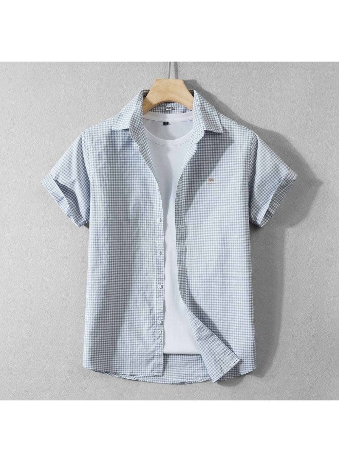 Fomoce men's Fashion Casual Solid Color Short Sleeve Shirt For Spring/summer - Image 3
