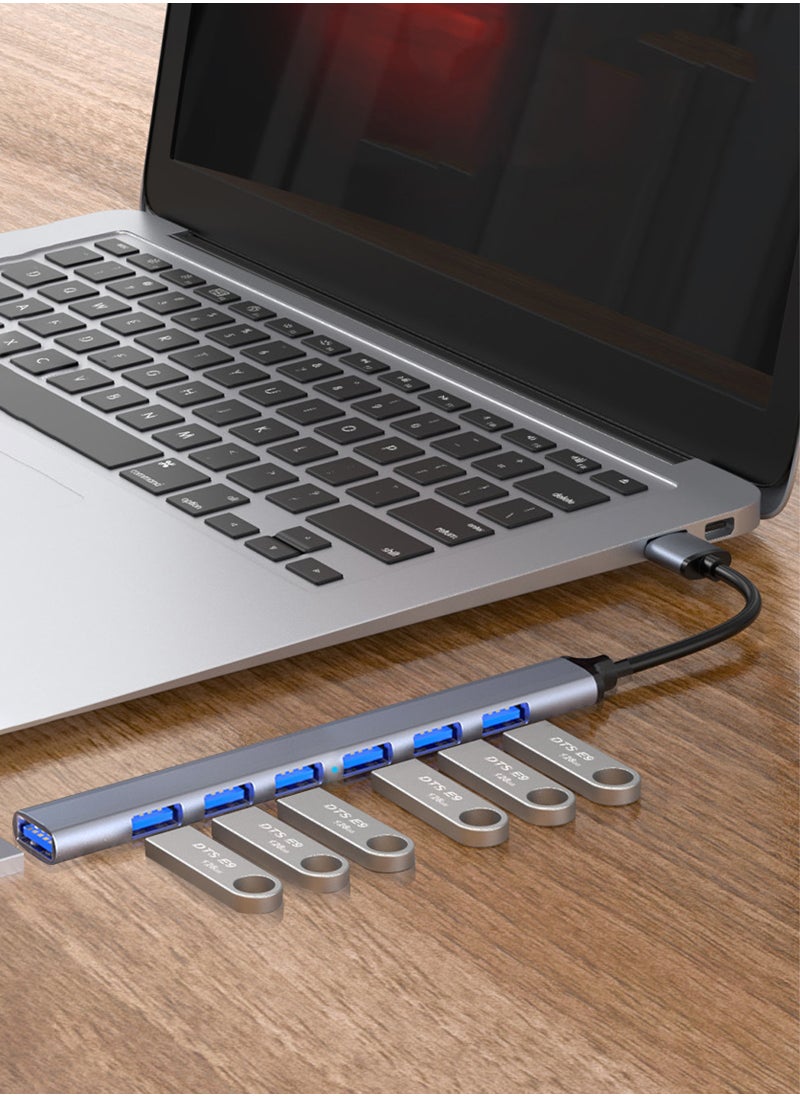 LAIAOCISI USB Hub Adapter Multiport 7 in 1 Docking Station Splitter Compatible for MacBook Laptops and Windows  - Image 3