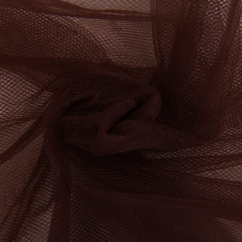 INKAJ Multi Purpose Solid Nylon Soft Net Combination Fabric - for Wedding, Parties, Costumes, and Decoration (16.4 x 4 Feet, Brown) - Image 1