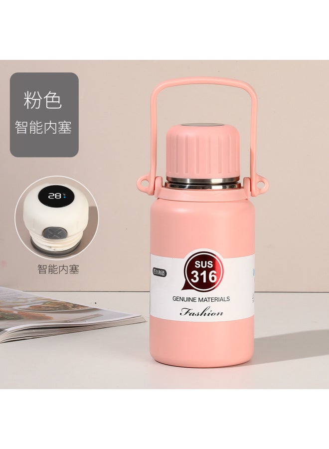 Pink Smart Warm Display 316 Stainless Steel Smart Thermal Insulation Cup High-looking Children Student Portable Big Belly Cup Sports Kettle