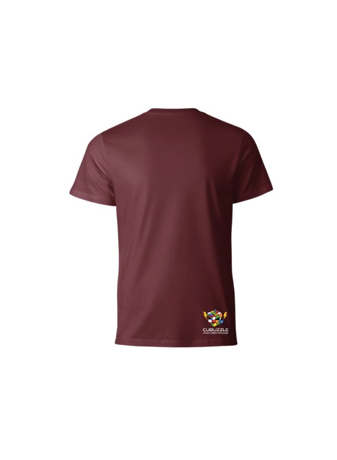 Cubuzzle Twist Turn Triumph Graphic Cotton T-Shirt Casual Sportswear Maroon Size M - Image 2
