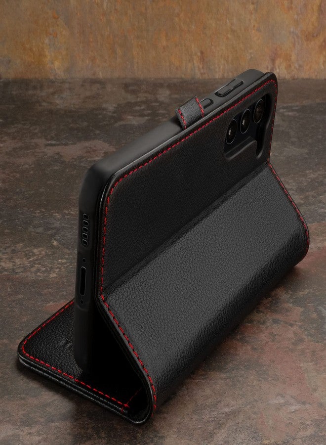 TORRO Case Compatible with Samsung Galaxy S23 5G - Premium Leather Wallet Case with Kickstand and Card Slots (Black) - Image 3