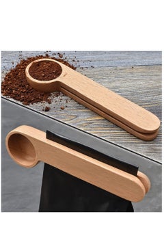 Excefore Wooden Coffee Scoop and Bag Clip, Measure Spoon 2-In-1 Bags Sealer Measuring Spoon for Beans, Espresso Coffee, Tea  - Image 1