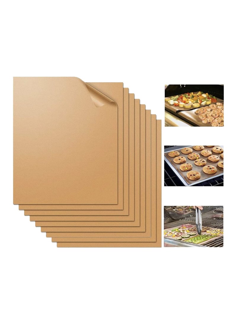 SYOSI 9 Pcs Grill Mat Set Non Stick BBQ Mats Baking PFOA Free Heavy Duty Reusable Works on Gas Charcoal Electric Copper - Image 1