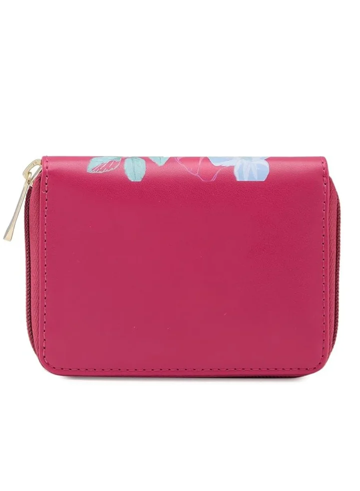 CAPRESE Caprese Shanaya Zip Around Wallet for Women| Small, Burgundy | Multiple Card Slots with Stylish Print | Perfect for Carrying Daily Essentials