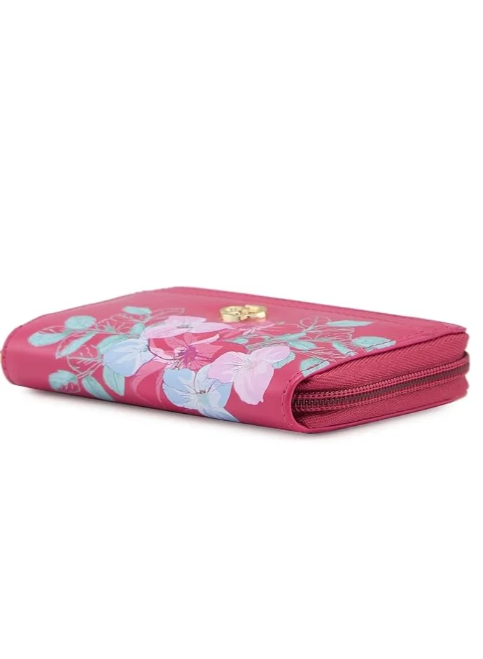 CAPRESE Caprese Shanaya Zip Around Wallet for Women| Small, Burgundy | Multiple Card Slots with Stylish Print | Perfect for Carrying Daily Essentials
