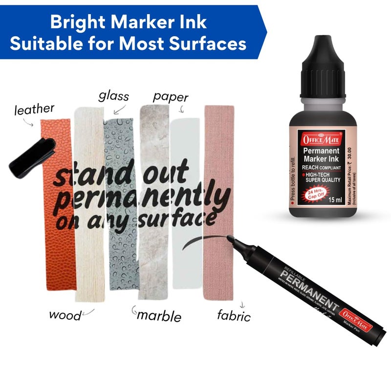 Office Mate Soni Officemate Permanent Combo (4 Permanent Markers + 4 Permanent Markers Ink) (Multicolor) - Image 2