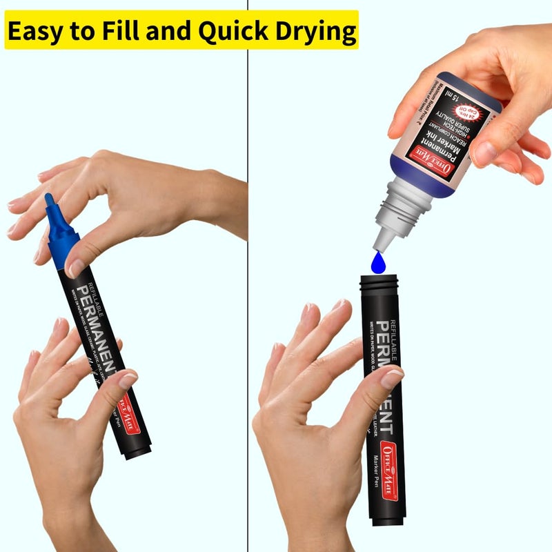 Office Mate Soni Officemate Permanent Combo (4 Permanent Markers + 4 Permanent Markers Ink) (Multicolor) - Image 4
