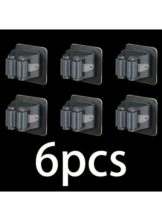 رمادي 6 قطع خطافات حائطية ثقيلة بدون حفر للتخزين في الحمام والمطبخ - Image 1