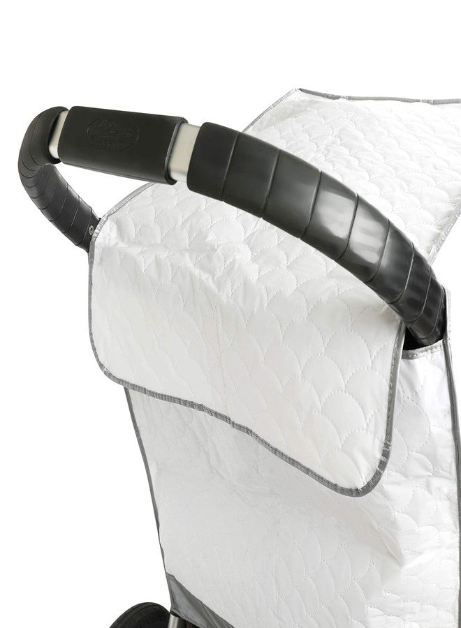 Masirs Baby Stroller Rain Cover - Universal Size, Provides Extra Warmth & Shields Child from Wind & Rain. Mesh Material for Ventilation & Reflective Trimming for Night Visibility. (White, Quilted) - Image 5