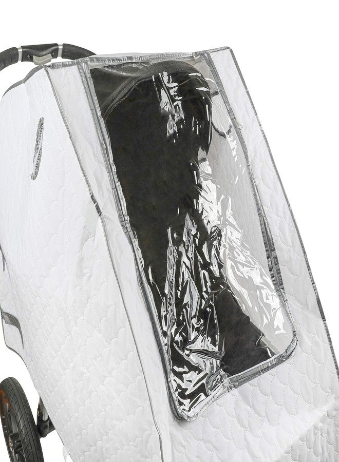 Masirs Baby Stroller Rain Cover - Universal Size, Provides Extra Warmth & Shields Child from Wind & Rain. Mesh Material for Ventilation & Reflective Trimming for Night Visibility. (White, Quilted) - Image 3