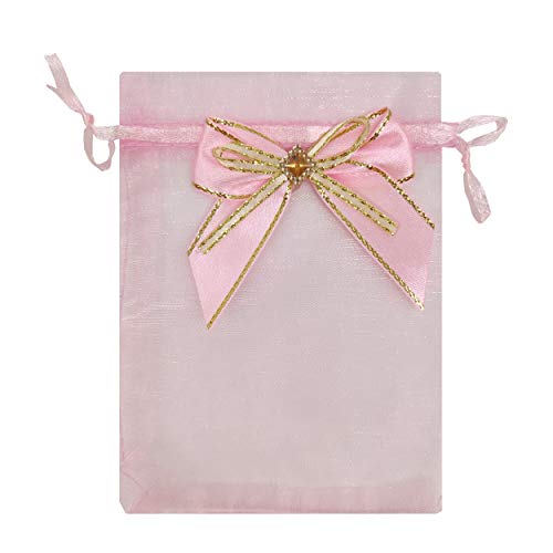 Sanrich 50pcs Sheer Organza Bags 3.9x4.7 Inches Jewelry Bags Candy Rose Drawstring Pouches Wedding Favor Gift Bags Business Display Sachets (pink) - Image 5