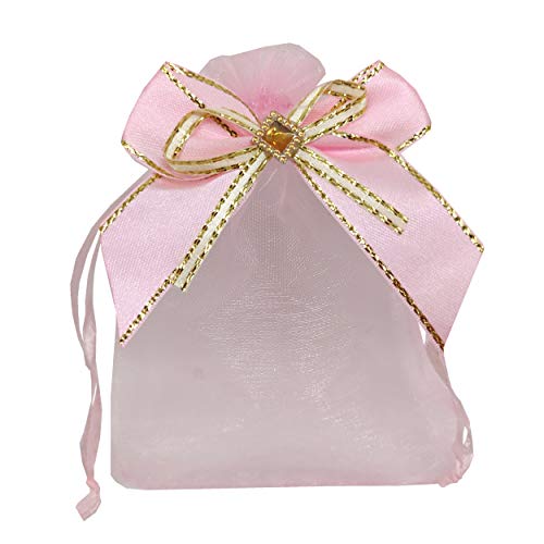 Sanrich 50pcs Sheer Organza Bags 3.9x4.7 Inches Jewelry Bags Candy Rose Drawstring Pouches Wedding Favor Gift Bags Business Display Sachets (pink) - Image 4