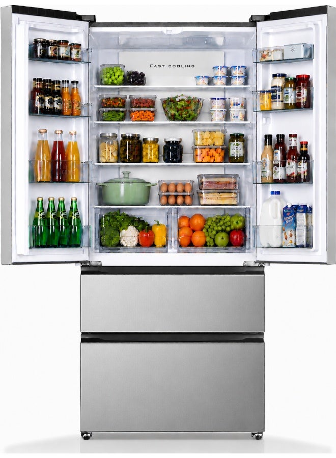 HOOVER 670 Liters Gross Capacity French Door Refrigerator,Inverter Compressor With 10 Year Warranty, Metal Cooling Technology,Touch Control Display,LED Lights, Fast Cooling, Steel Finish-HFD-K670-S HFD-K670-S Silver - Image 2