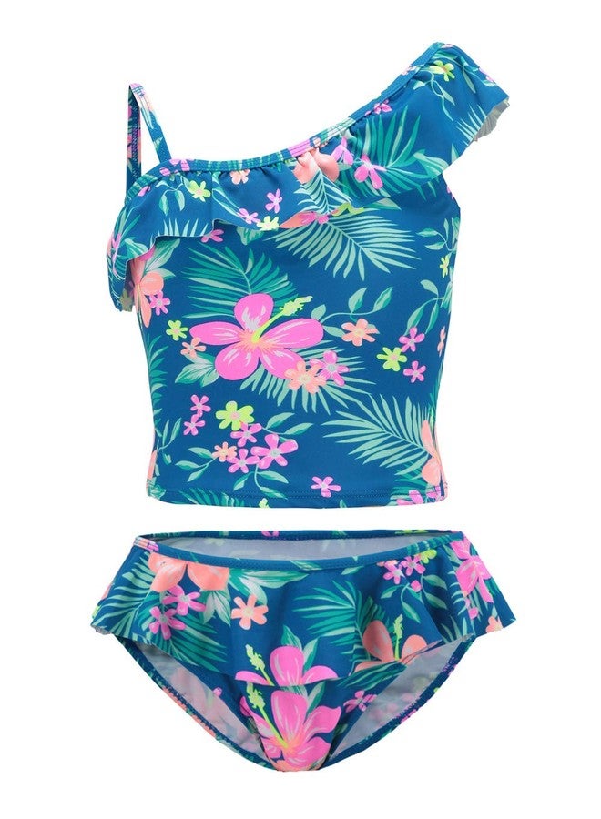 Mardonskey Girls Two Piece Tankini Swimsuits Hawaiian Ruffle Bathing Suit Summer Beach Swimwear Set Blue Size 10/12 - Image 2