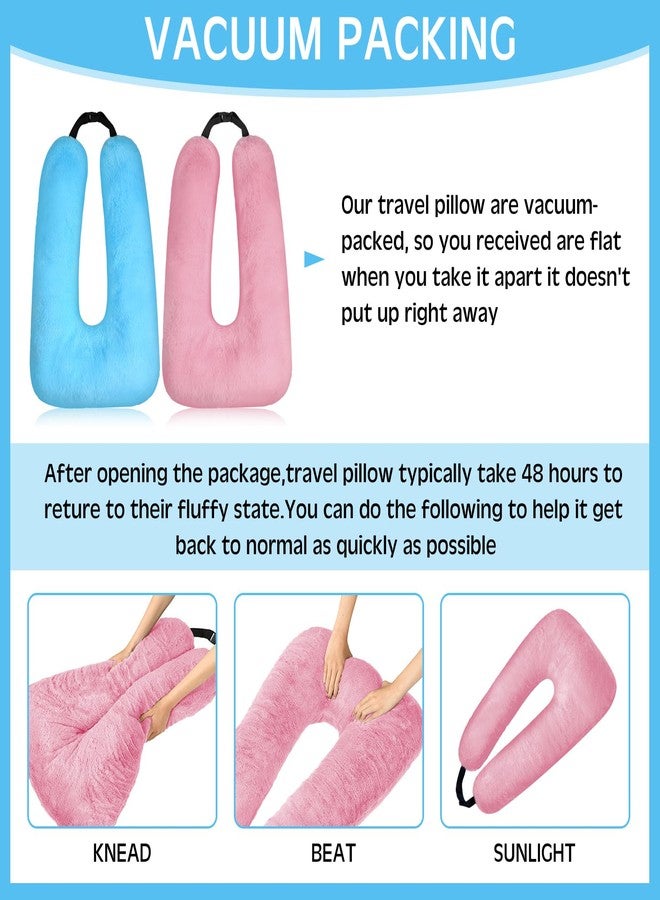 Barydat 2 Pcs Car Travel Pillow for the Back Seat 28 x 18 in Sleeping Reading Pillows for Distance Travel Car Cushion for Kids Adults Head and Body Support U Shaped Pad(Pink, Blue) - Image 3