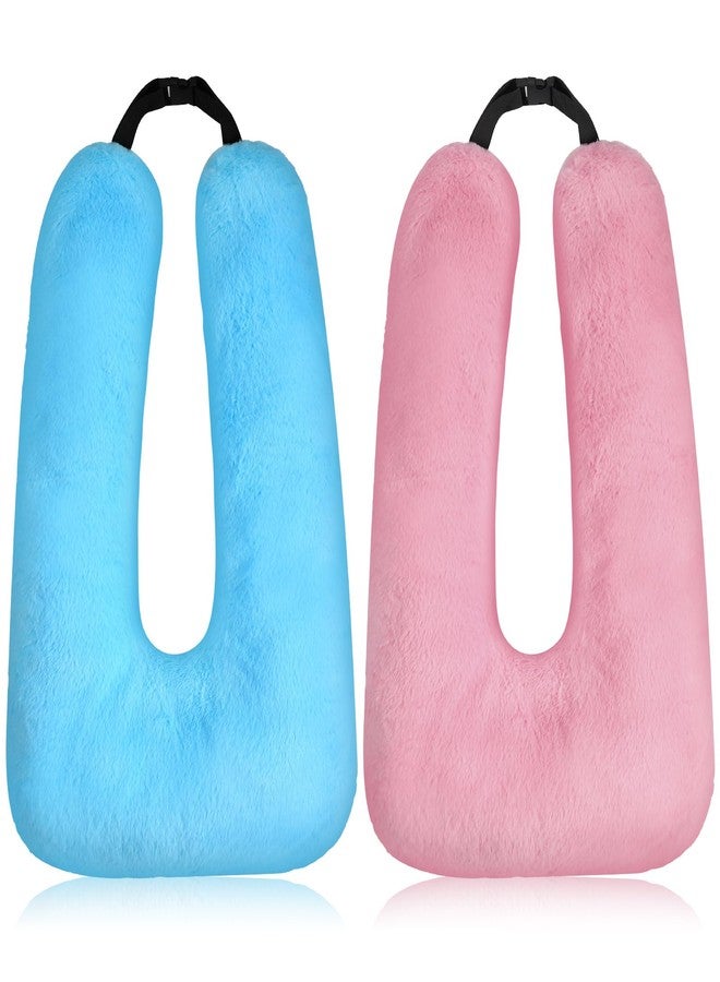 Barydat 2 Pcs Car Travel Pillow for the Back Seat 28 x 18 in Sleeping Reading Pillows for Distance Travel Car Cushion for Kids Adults Head and Body Support U Shaped Pad(Pink, Blue) - Image 1