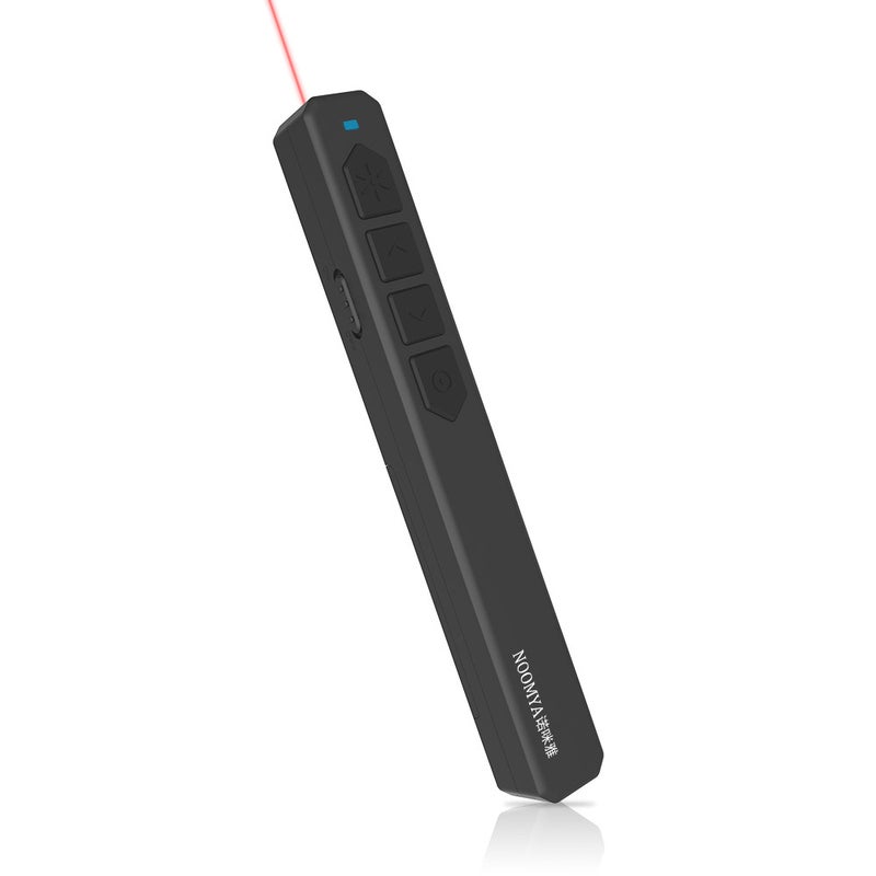 Noomya M100 أداة عرض باوربوينت (مقلب شرائح باوربوينت) مع مؤشر أحمر لاسلكي بتردد 2.4 جيجاهرتز ومستقبل USB، يتم التحكم عن بُعد بمسافة 50 متر، لاستخدامها في المدارس والمكاتب والتدريبات والتدريب، وتتوافق مع أنظمة ويندوز وماك - Image 2