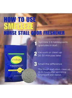 SMELLEZE SMELLEZE Natural Horse Stall Refresher & Odor Eliminator: 2 lb. Granules. Rids Urine & Stool Smell. Keeps Stall Drier. Unscented & Safe  - Image 5