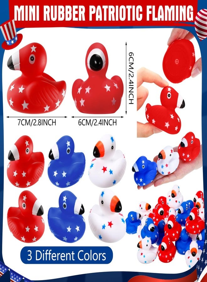 Jerify 24 Pcs Patriotic Flamingo Rubber Duck 4th of July Duck Bath Toys Baby Shower Decors 2.8" Floating Squeaky Star Ducks for USA Independence Day Party Favors Holiday Supplies Class Prizes - Image 2