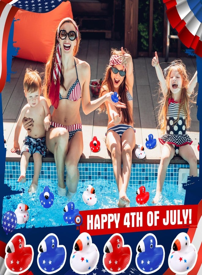 Jerify 24 Pcs Patriotic Flamingo Rubber Duck 4th of July Duck Bath Toys Baby Shower Decors 2.8" Floating Squeaky Star Ducks for USA Independence Day Party Favors Holiday Supplies Class Prizes - Image 4
