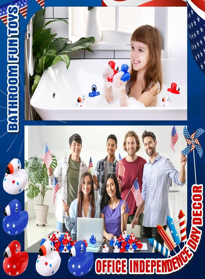 Jerify 24 Pcs Patriotic Flamingo Rubber Duck 4th of July Duck Bath Toys Baby Shower Decors 2.8" Floating Squeaky Star Ducks for USA Independence Day Party Favors Holiday Supplies Class Prizes - Image 3