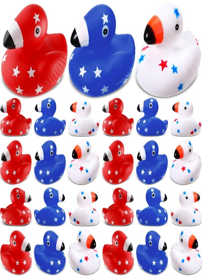 Jerify 24 Pcs Patriotic Flamingo Rubber Duck 4th of July Duck Bath Toys Baby Shower Decors 2.8" Floating Squeaky Star Ducks for USA Independence Day Party Favors Holiday Supplies Class Prizes - Image 1
