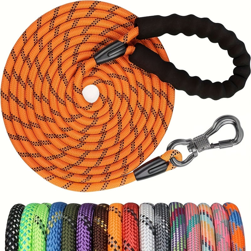 Comfortable Padded Handle Heavy Duty Dog Leash For Walking Small Medium Large Dogs Tangerine Red Size M - Image 1