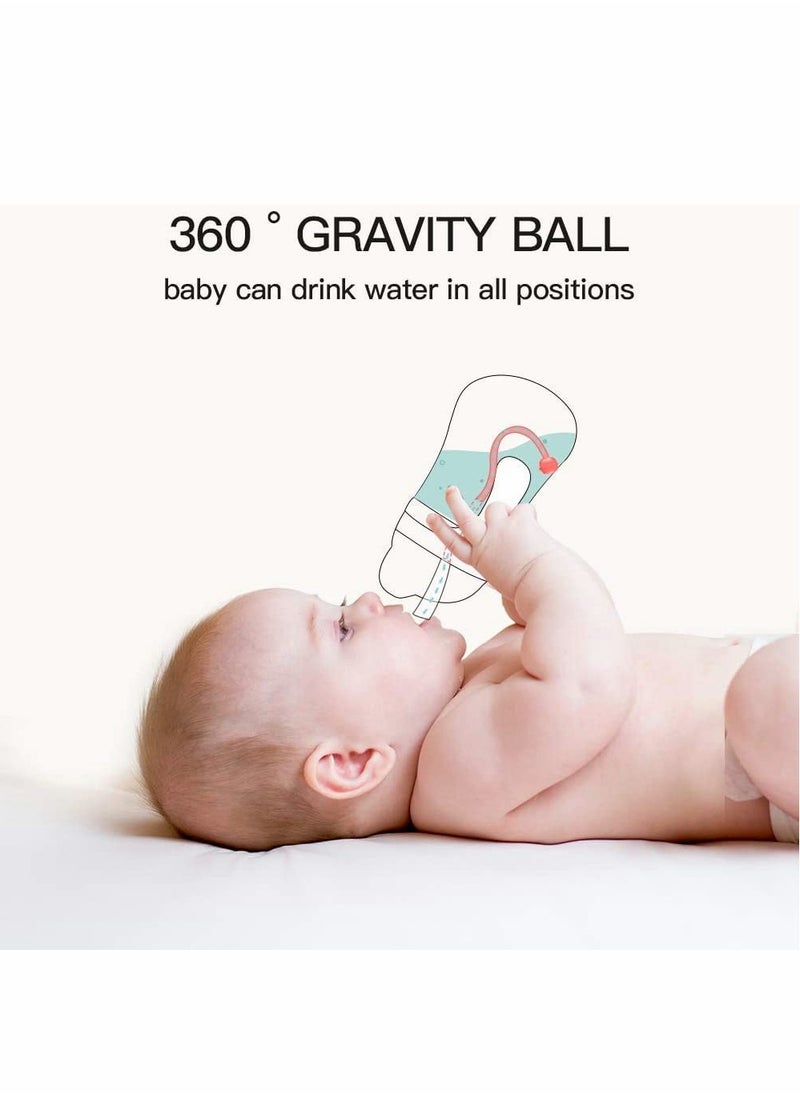 SYOSI - Sippy Cups for Toddlers 250ML, 360° Water Leak Proof Weighted Straw Cup with Handle Water Bottle Soft Spout Learner Cup with Graduated Anti-choking Handle Water Bottle Drop-resistant Cup (Blue) - Image 1