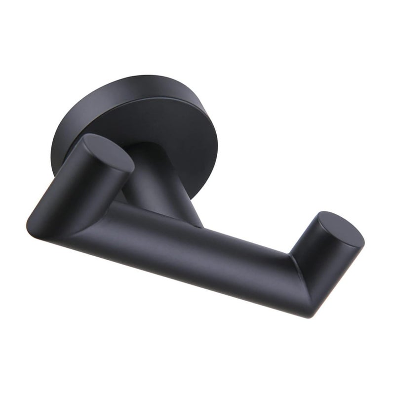 Heavy Duty Double Towel Hook Stainless Steel Bathroom Wall Mounted Holder Black Finish - Image 2