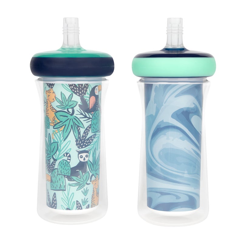 the FIRST years The First Years Insulated Straw Cup for Toddlers 2pk Wild and Free Marbled Dark Blue 9 ounces 
