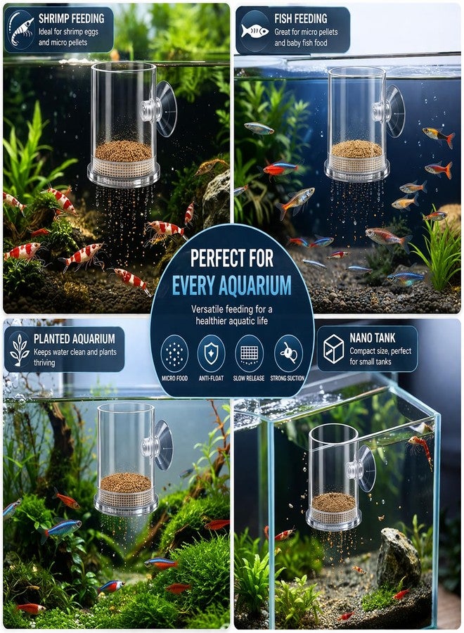 VAYINATO® Transparent Aquarium Fish Feeding Cup with Bottom Micro Mesh Net | Anti-Float Artemia Feeder for Shrimp & Baby Fish | Suction Cup Feeding Station for Micro Pellets & Powder Feed - Image 5