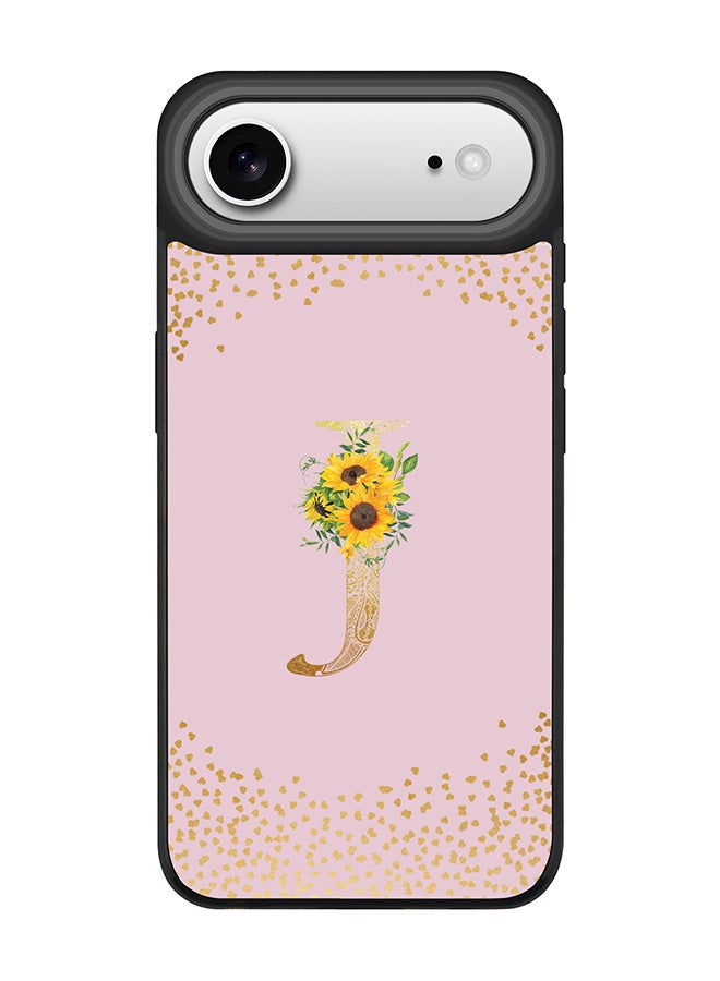 Stylizedd iPhone Air Case, [Compatible with MagSafe] Slim Magnetic cover Phone Case iPhone Air -Custom Floral Monogram - J  (Pink ) - Image 1