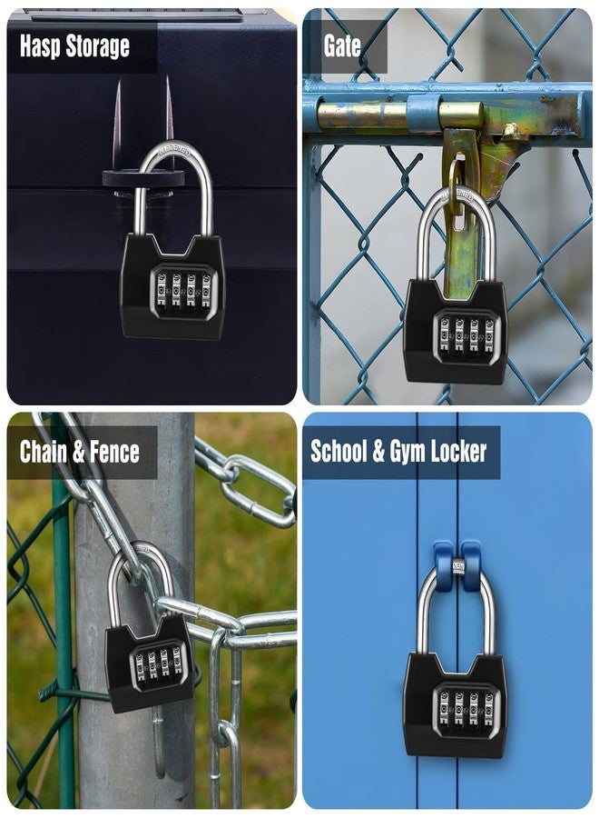 Disecu 1 Pack disecu 4-Digit Combination Lock, Waterproof Outdoor Padlock for School Gym Locker, Fence, Gate, Shed, Storage Unit (Black) - Image 5