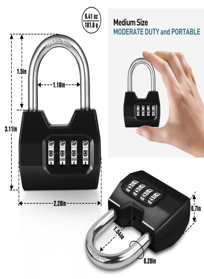 Disecu 1 Pack disecu 4-Digit Combination Lock, Waterproof Outdoor Padlock for School Gym Locker, Fence, Gate, Shed, Storage Unit (Black) - Image 2