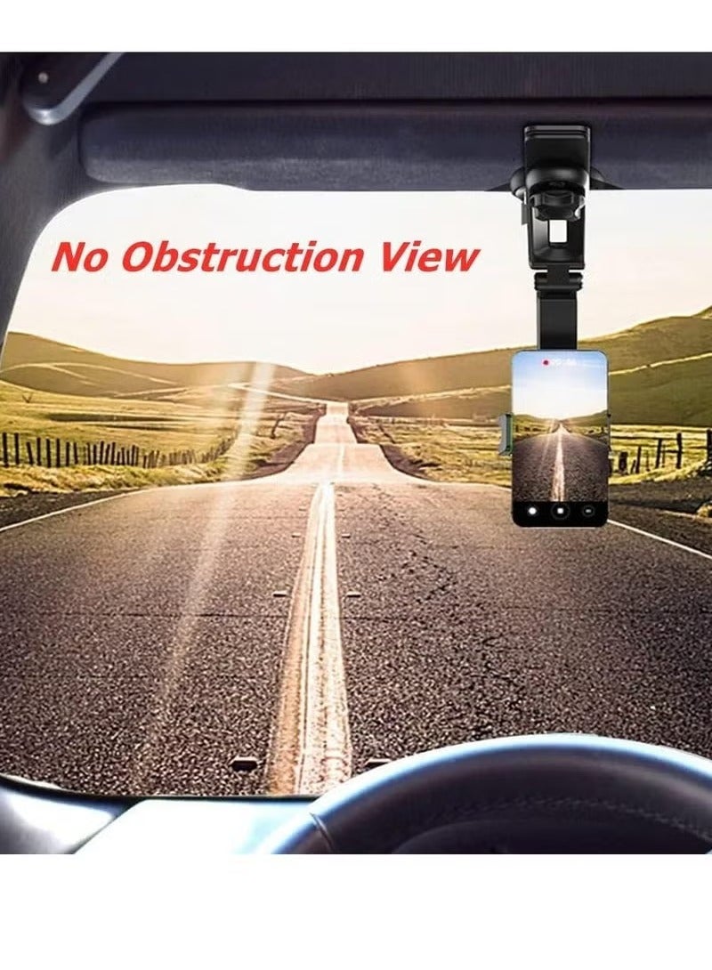 TIGER Sun Visor Car Phone Holder Mount – Universal Adjustable Clip-On Stand for Rearview Mirror, Sun Visor, Steering Wheel | 360° Rotation, Hands-Free Car Phone Mount for Navigation, Calls, Video Recording – Black Multifunction Car Clip Holder - Image 2