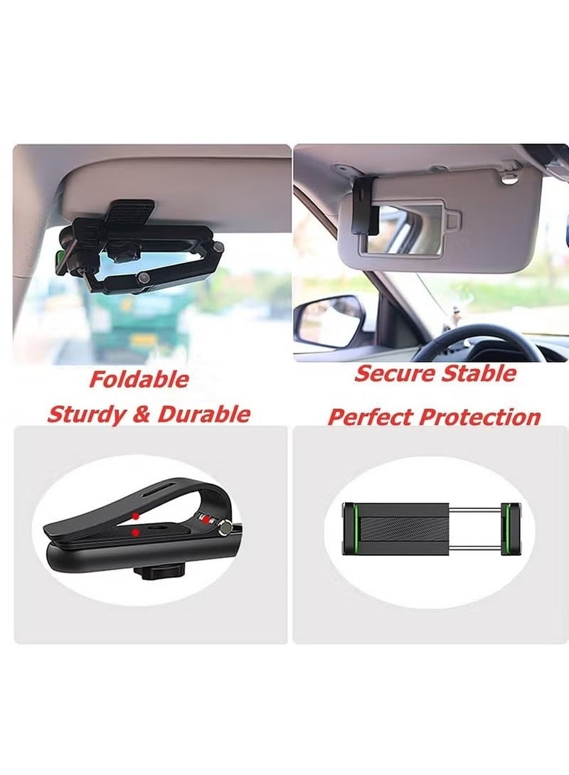 TIGER Sun Visor Car Phone Holder Mount – Universal Adjustable Clip-On Stand for Rearview Mirror, Sun Visor, Steering Wheel | 360° Rotation, Hands-Free Car Phone Mount for Navigation, Calls, Video Recording – Black Multifunction Car Clip Holder - Image 4