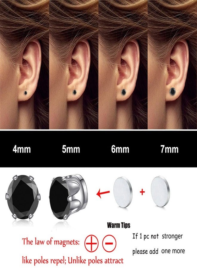 Spiritlele Colorful CZ Magnetic Earrings Set Crystal Clip on Non Pierced Earrings Fake Stud Earrings for Women Men - Image 4