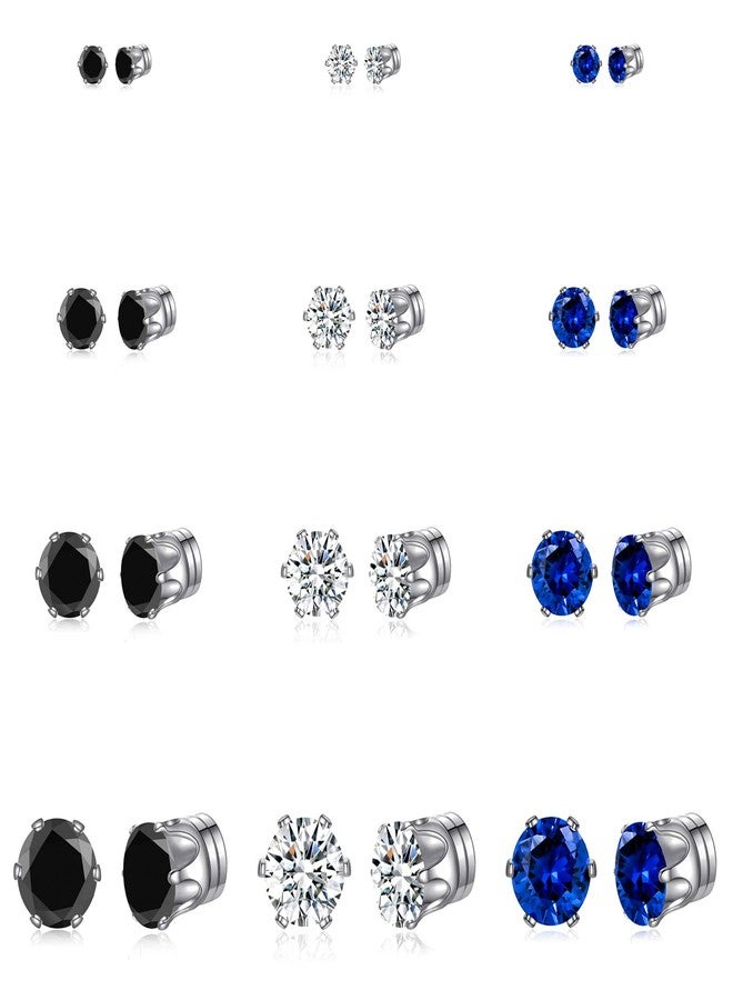 Spiritlele Colorful CZ Magnetic Earrings Set Crystal Clip on Non Pierced Earrings Fake Stud Earrings for Women Men - Image 1