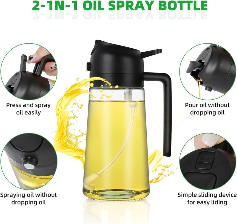 Winkelen Oil Dispenser Spray Bottle 2 in 1 Oil Dispenser and Oil Sprayer for Air Fryer Glass Oil Spray Bottle for Cooking Dosa Oil Spray Bottle 500ml for KitchenBBQSaladFryingBakingRoasting - Image 2