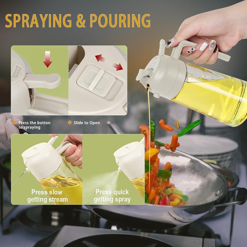 Winkelen Oil Dispenser Spray Bottle 2 in 1 Oil Dispenser and Oil Sprayer for Air Fryer Glass Oil Spray Bottle for Cooking Dosa Oil Spray Bottle 500ml for KitchenBBQSaladFryingBakingRoasting - Image 5