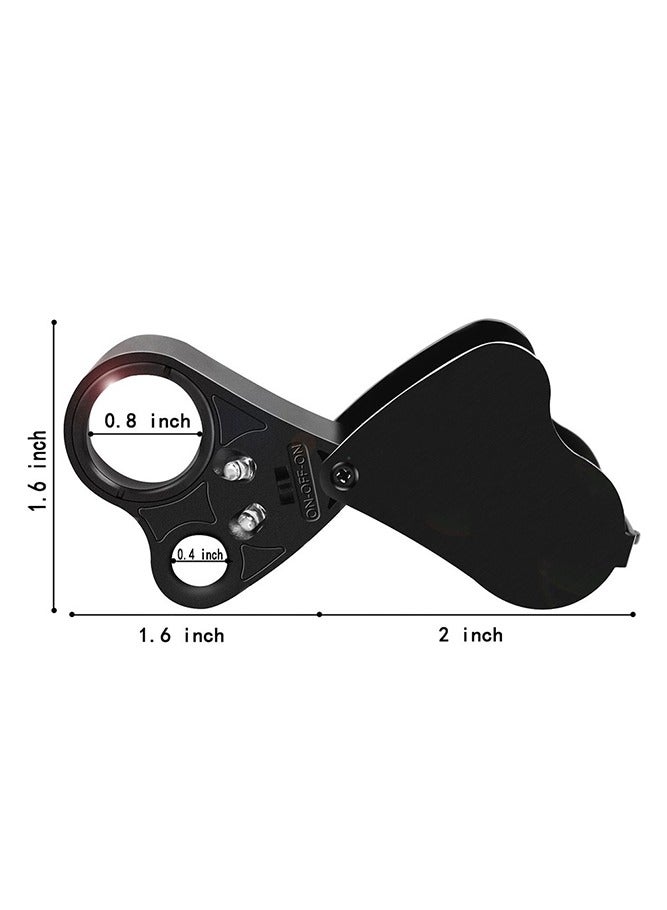 NIIMBOT Jewelers Loupe, 30X 60X Illuminated Lens Jewelers Loupe Magnifier, Foldable Jewelry Magnifier with Bright LED Light for Gems, Jewelry, Diamond, Coins and Stamps, Black - Image 3