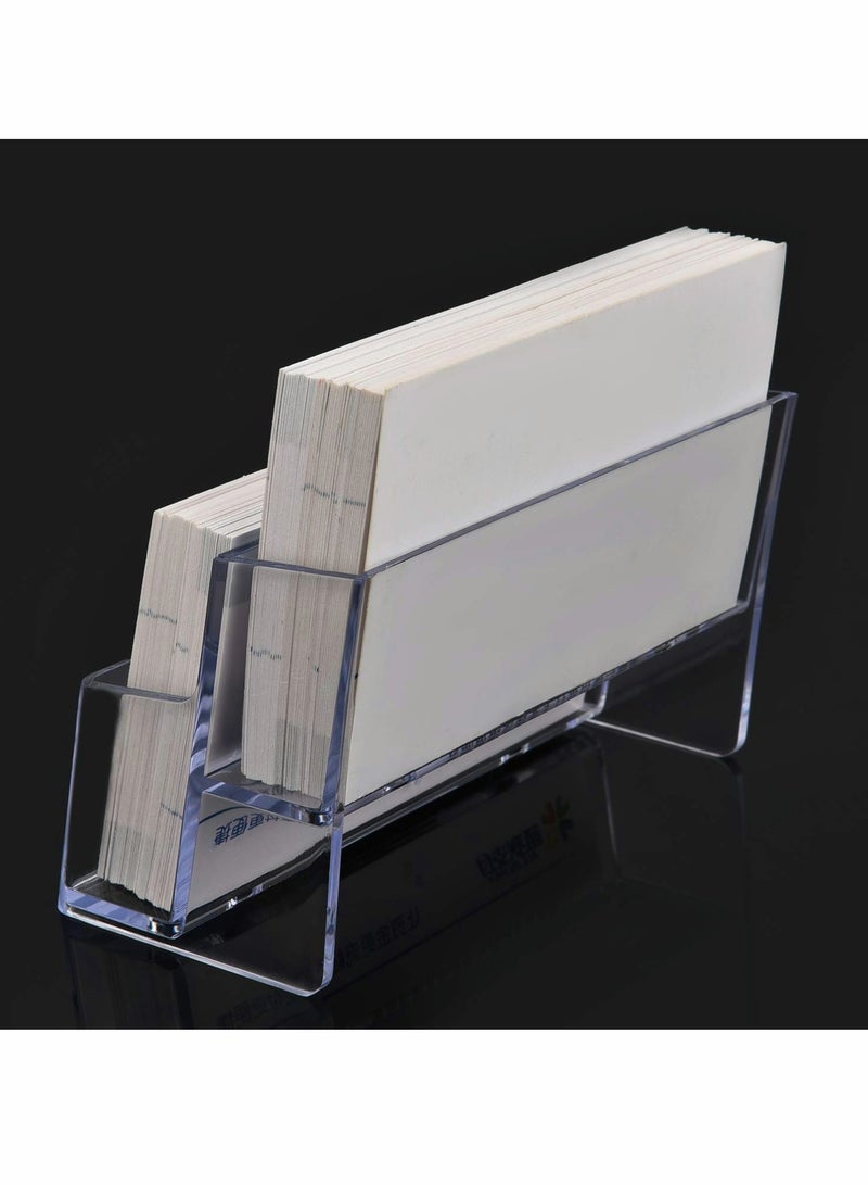 KASTWAVE Business Card Holder 4 Pcs 2 Pocket Acrylic Business Card Holder for Desk Business Card Stand Desktop Business Card Holders Plastic Business Card Display for Exhibition, Home, and Office - Image 5