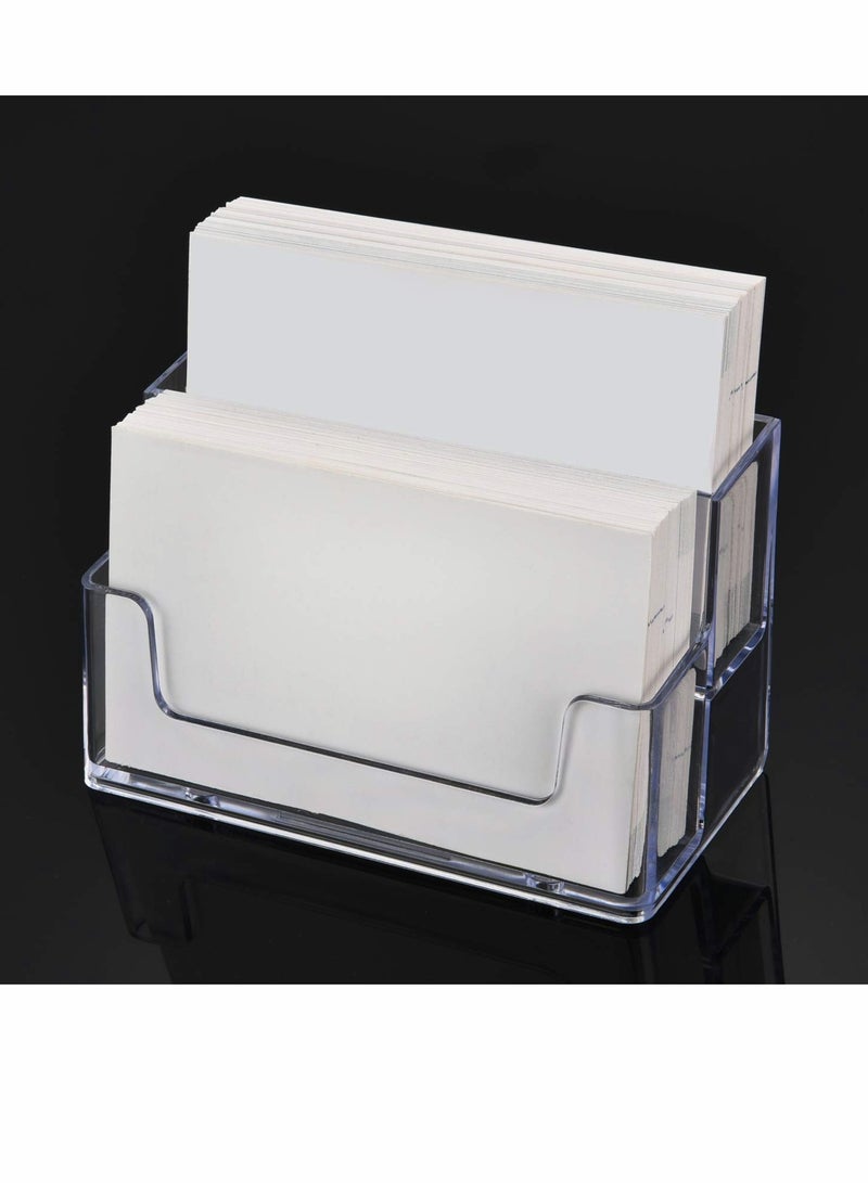 KASTWAVE Business Card Holder 4 Pcs 2 Pocket Acrylic Business Card Holder for Desk Business Card Stand Desktop Business Card Holders Plastic Business Card Display for Exhibition, Home, and Office - Image 4