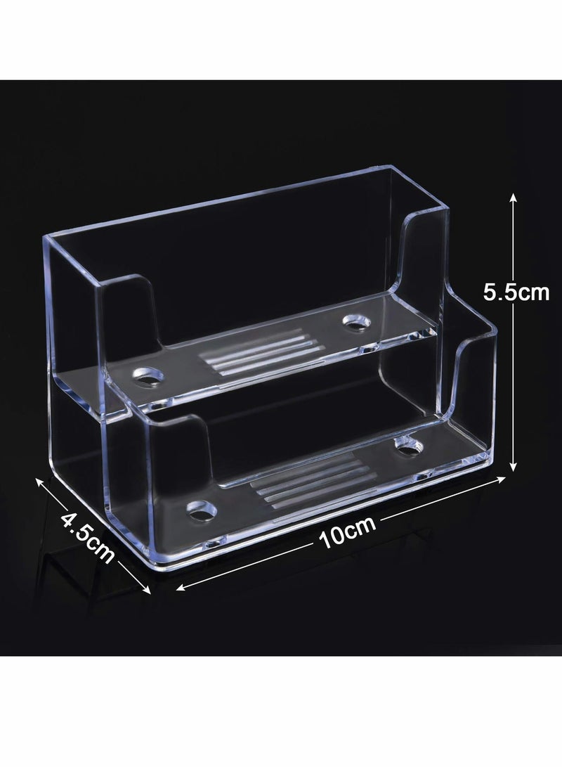 KASTWAVE Business Card Holder 4 Pcs 2 Pocket Acrylic Business Card Holder for Desk Business Card Stand Desktop Business Card Holders Plastic Business Card Display for Exhibition, Home, and Office - Image 2